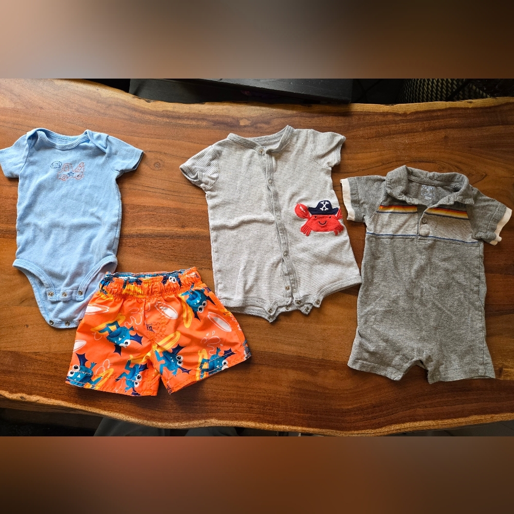 Baby boy summer vacation lot, shorts, rompers, onsie 6-9 months